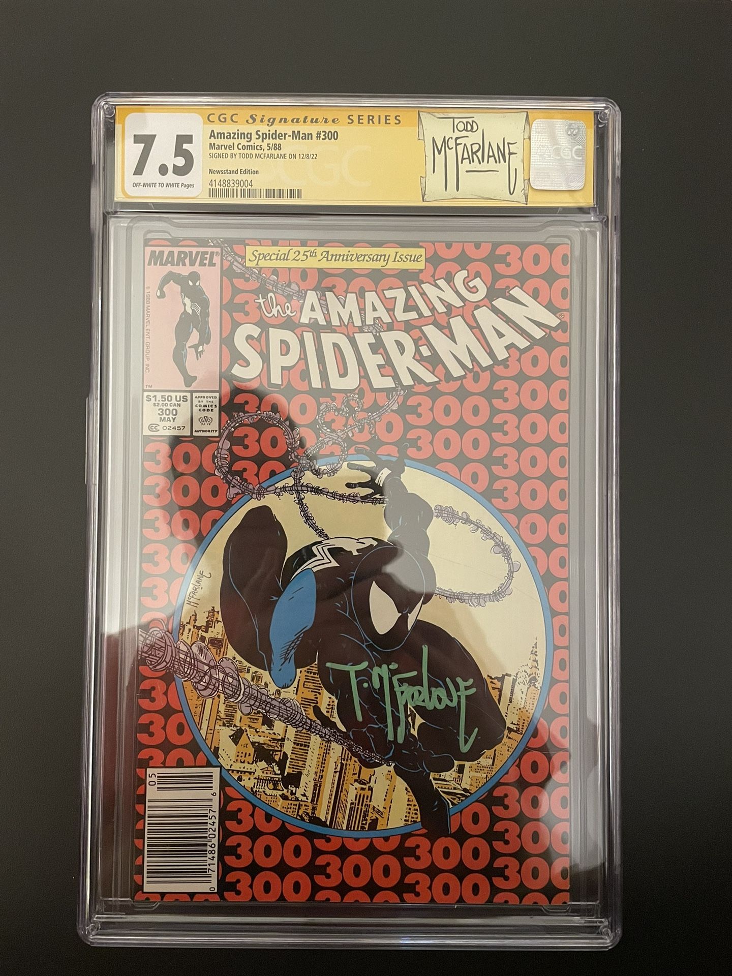 Amazing Spiderman #300 (1988) - CGC 7.5 - Signed by Todd McFarlane - MEGA KEY, NEWSSTAND!