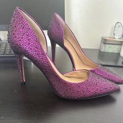 INC .Beautiful silver metallic high heels with elegant ankle strap design. Pointed toe style, perfect for parties, weddings, or special events.  Brand