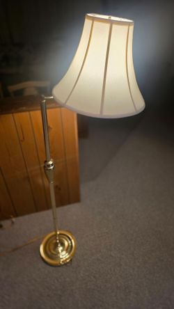 Brass Floor Lamp with Cream Shade