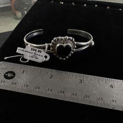 Silver Heart Bangle 