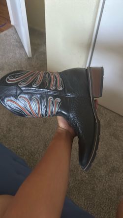 Ariat Sting Black Leather Western Cowboy Boots Wide Square Toe Size 9