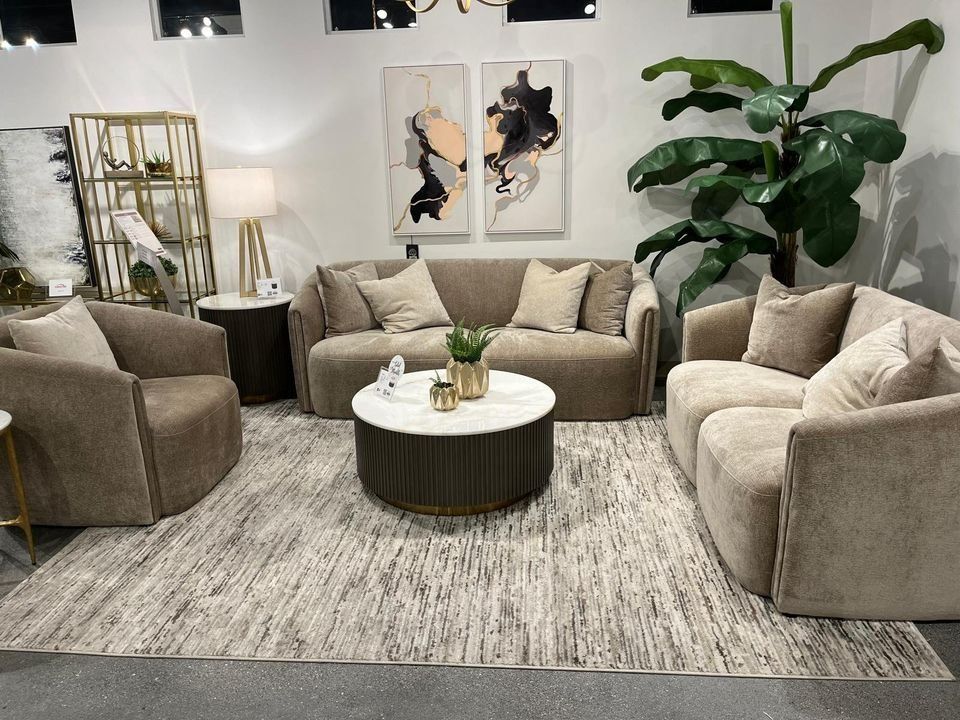 Brand New Modern Design, Latte Upholstered Sofa/Sofa Set designed for comfort