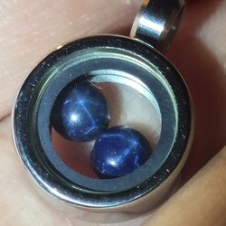 15mm Natural Star Blue Sapphire Round Pendant 