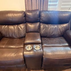 Brown Leather Love Seat