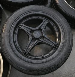 Drag 15” Black 4-Spoke Alloy Wheel with Tire