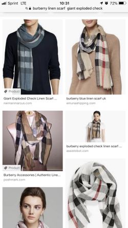 BURBERRY Giant Exploded Check Linen Scarf