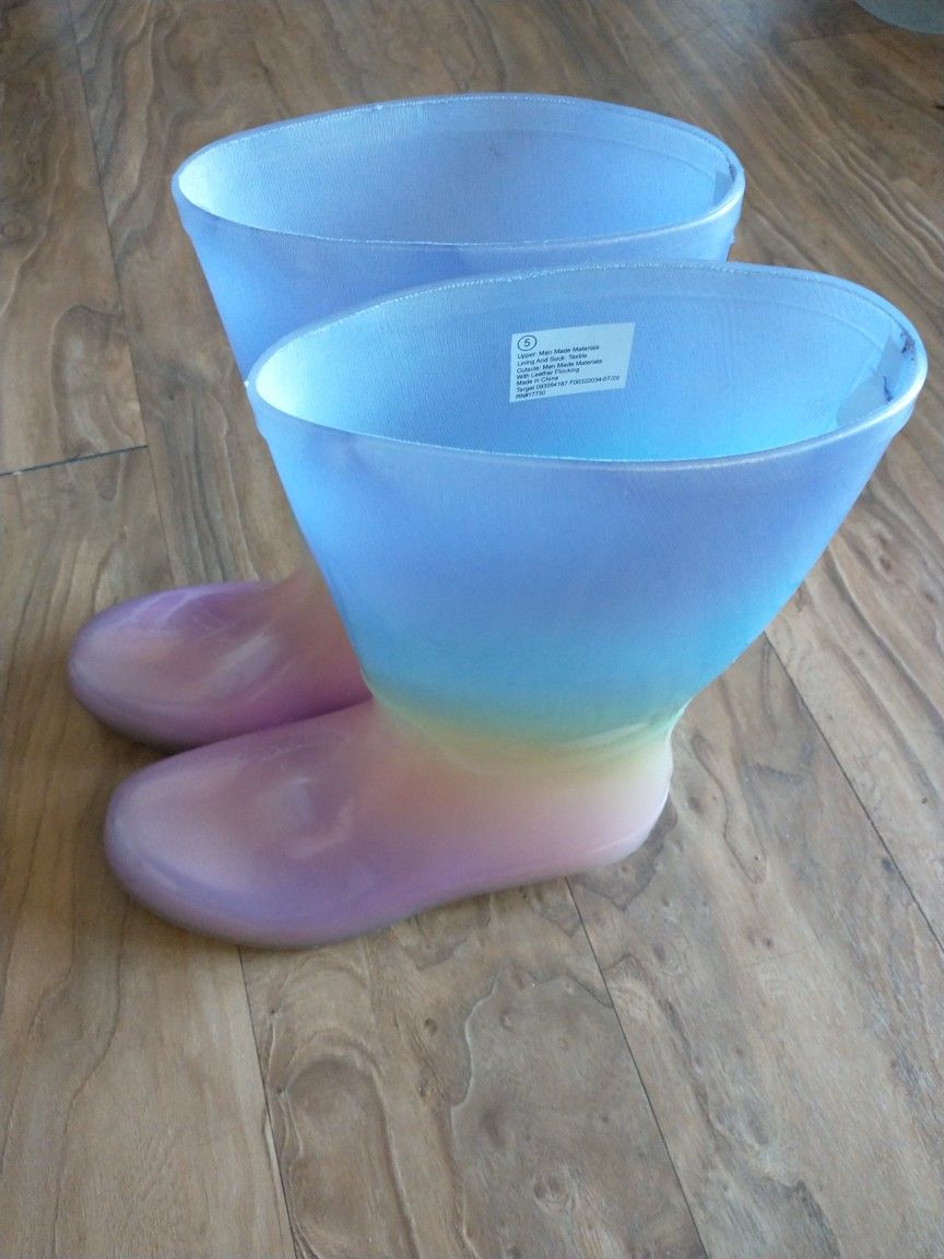 $8→$5 Kids' Cece Rain Boots - Cat & Jack™ Blue, Size Kid/Youth 5