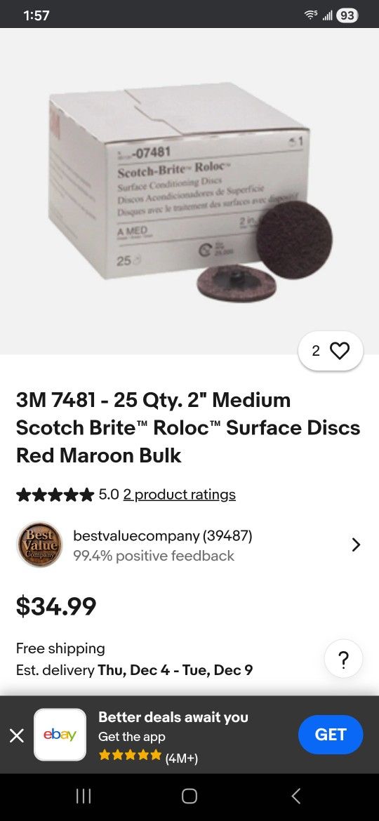 3M Medium Scotch-Brite Surface Discs 25 In Box 2 In