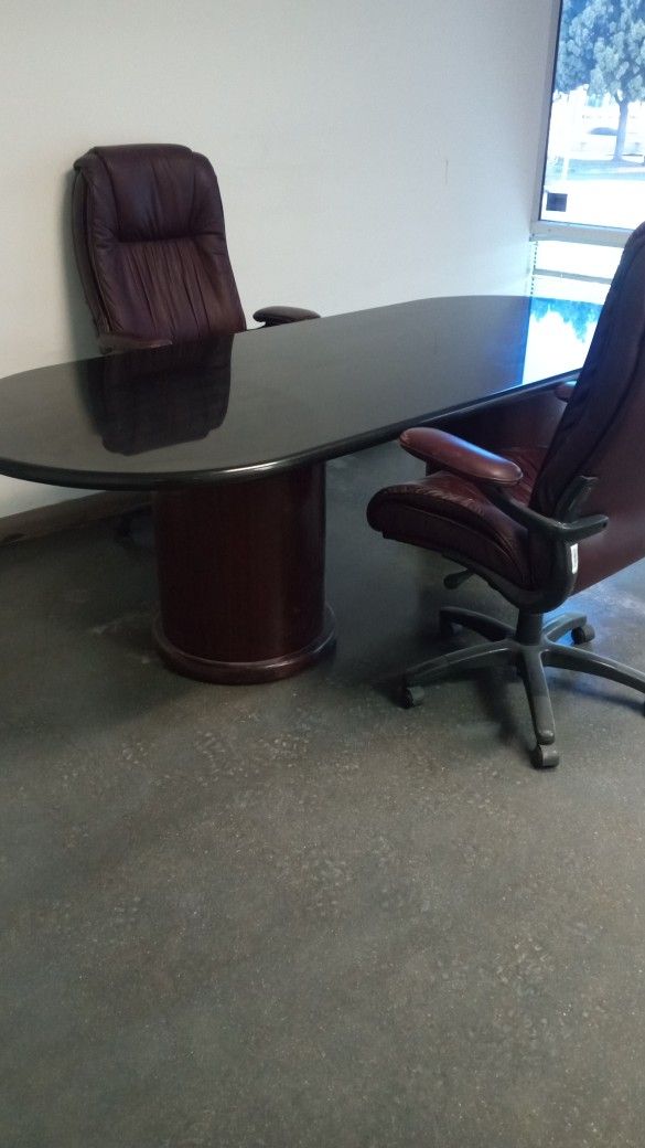 7ft./3ft. Office Table With 6 Leather Chairs Made By Lane Furniture.
