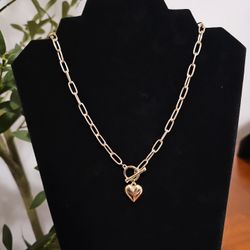 NEW Gold Heart Toggle Necklace 