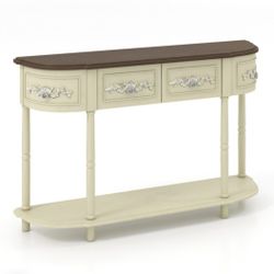 Retro Curved Console Table Accent Entrance Drawers Beige JV11679BE