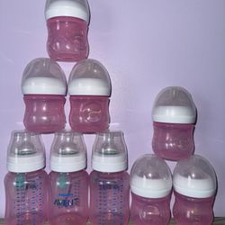 Lot Of Philips Avent Baby Bottles- Pink 