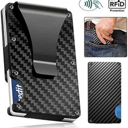 USED Cartera de metal de aluminio con bolsillo frontal, billetera minimalista y clip para dinero, billetera

