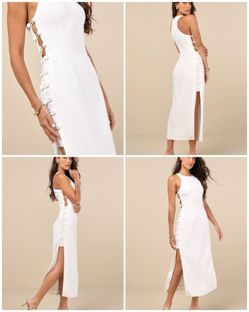 LULUS: masterfully mod white side button midi dress