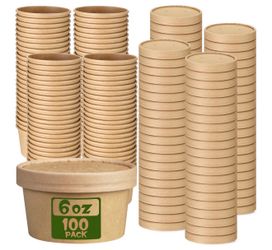Fulmoon 100 Pack Paper Soup Containers with Lids