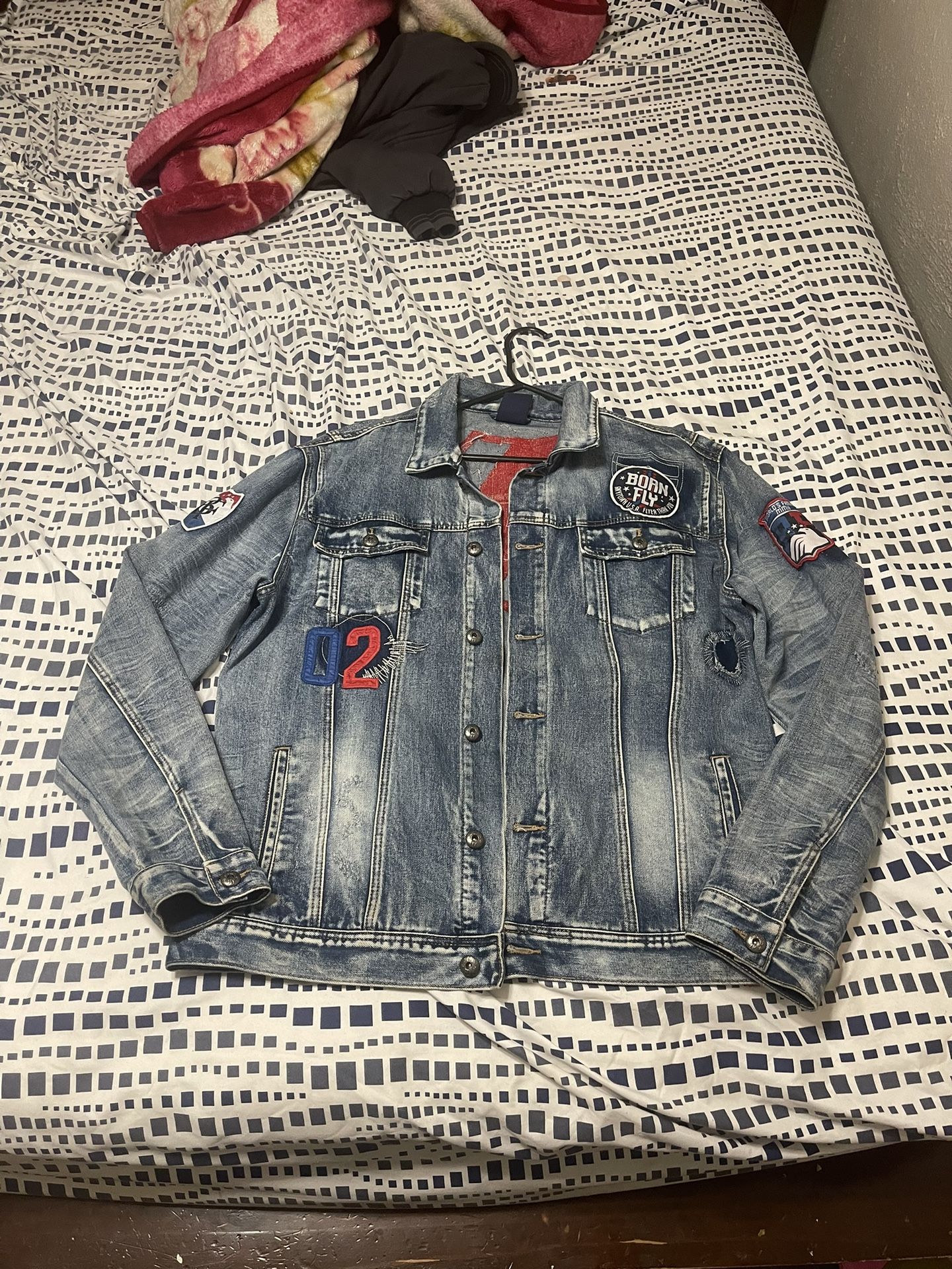 Born Fly Jean Jacket Size XL