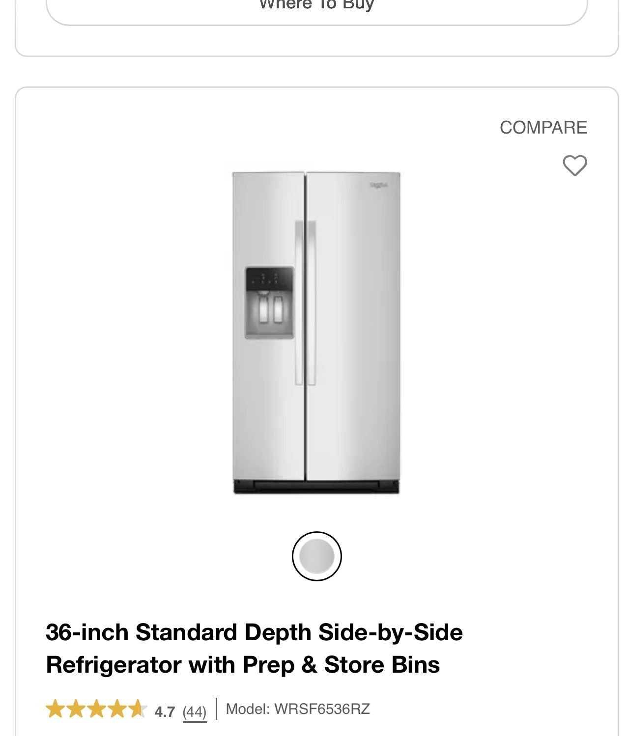 Whirlpool Side By Side Refrigerator