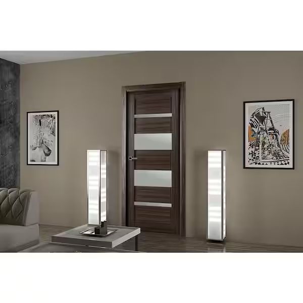 28in x 80in Solid Core Frosted Glass Interior Door slab - Gray Oak