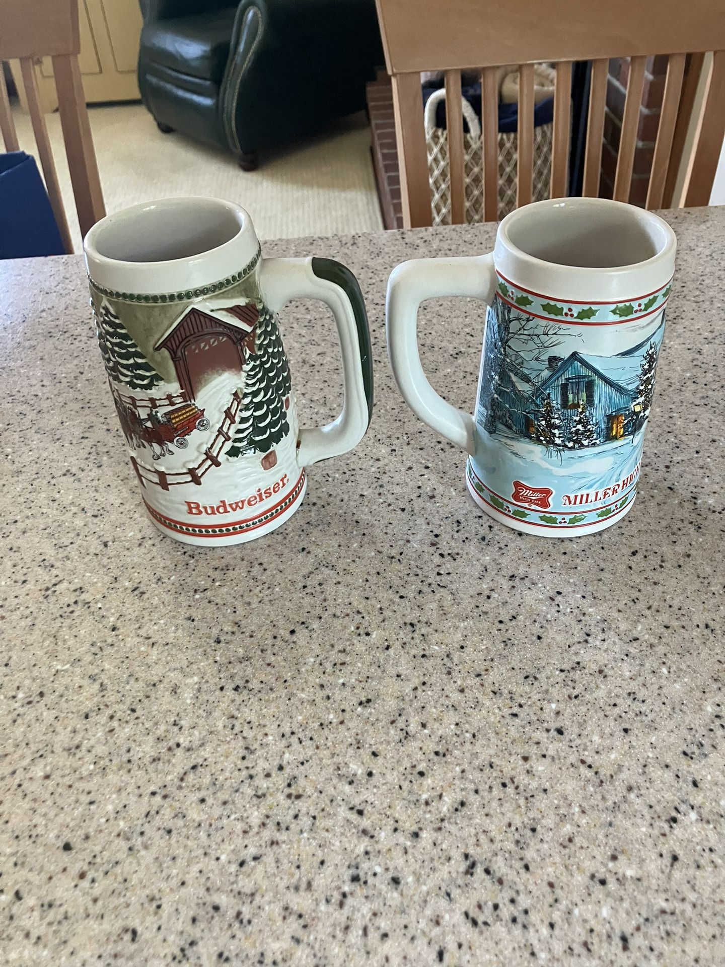Two Christmas Beer Steins