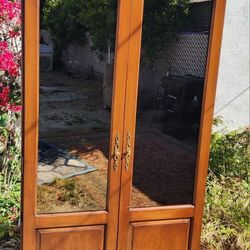 Tall French Country Armoire Fruitwood Cabinet With Secret Compartment 90x40.5x18.5"