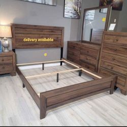 New/ Cherry Brown Panel Bedroom Set/Dresser,mirror, Bed, Nightstand/Queen,full, Twin, King Size Available/ Financing Options 