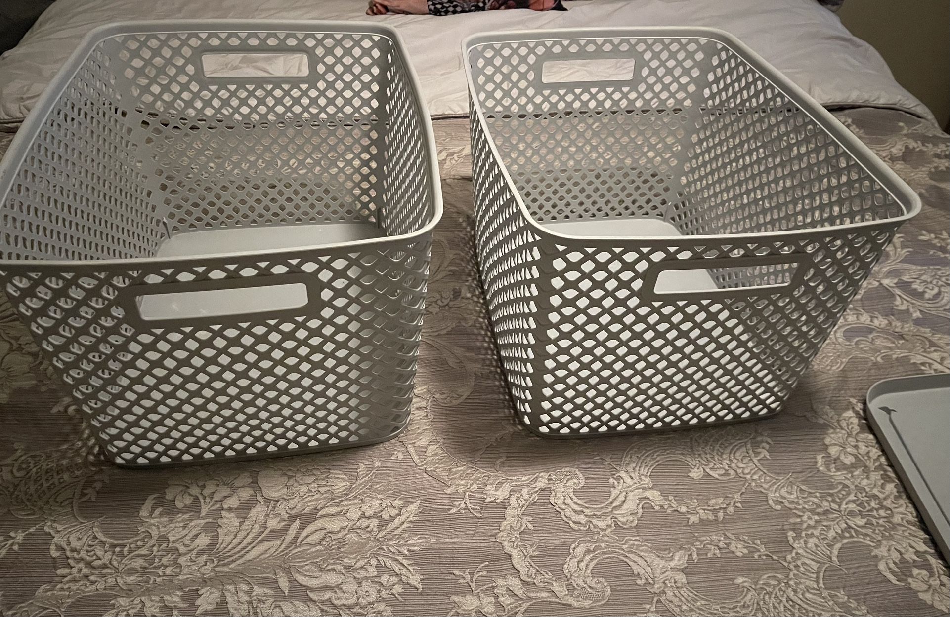 2 Gray Storage Bin.