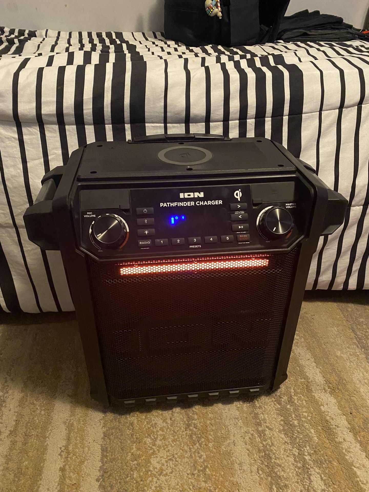 ION Pathfinder Charger Bluetooth Portable Speaker with Wireless Qi