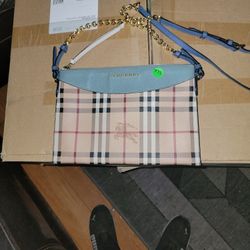 BURBERRY PEYTON CROSSBODY BAG HORSEFERRY CHECK CANVAS