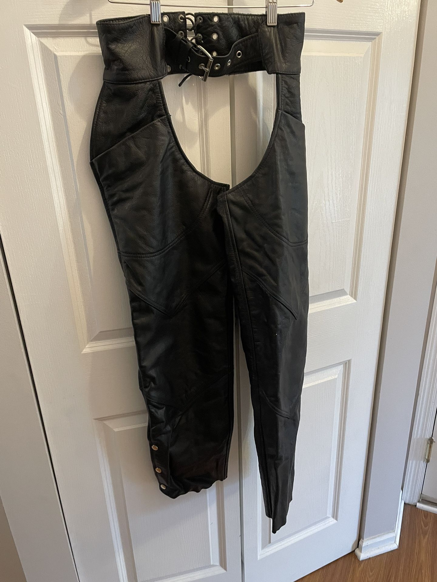 Women’s Black, Leather, Riding Chaps, Size Medium