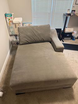 Gray Velvet Chaise Lounge Chair
