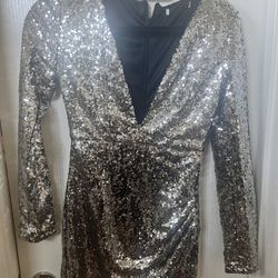 Silver  Sequin Mini Dress 