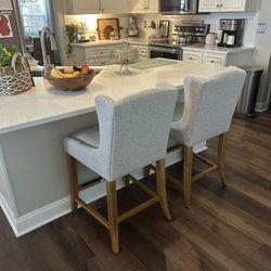 Better Homes & Gardens Windsor Upholstered Wingback Counter Stool 2 Pack, Wheat