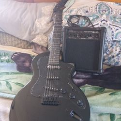 Midnight Electric Guitar With Base 