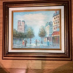 Painting Of Paris Scene By M Sandor 