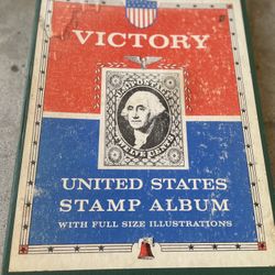 ⁠Vintage US Stamp Album - Victory Album Book w/ Stamps 