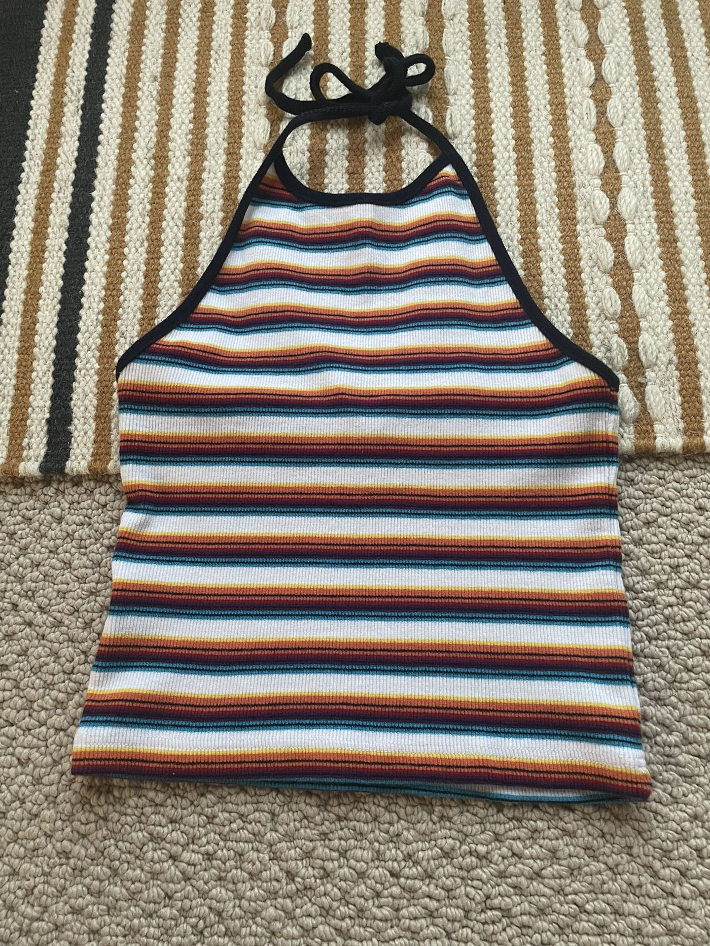 Brandy Melville Striped 70s Hippie Halter Beach Fun Top Size Small
