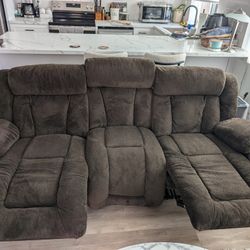 Plush Deep Brown Acadia Colored Double Recliner