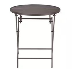 24.6 in. Dark Taupe Folding Round Metal Outdoor Patio Bistro Table (must pick up) $25