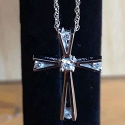 Gold jewelry. 10k Diamond Cross and 18inch chain