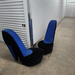 Pair of Blue Diva Shoe Chairs 