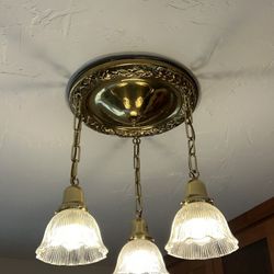 Multiple Vintage Brass Hanging Lights 