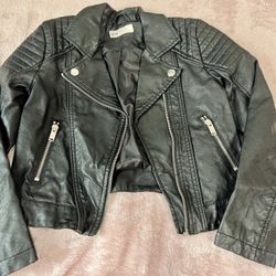 HnM Black Leather Jacket Size 8-9 y/o