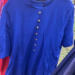 Size Xl Beautiful Blue Dress Shirt W Gold Buttons