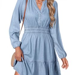 🔥 Denim Dress Women M | Flowy Casual | $35 | Light Blue