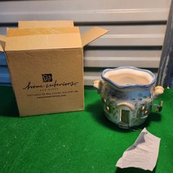 VINTAGE NEW Home Interiors Ceramic Candle Holder Country Cottage House 4.25" Tal