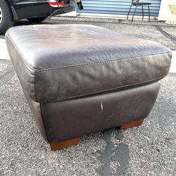 Brown Leather Ottoman 