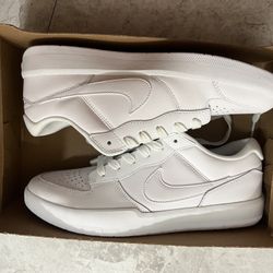 Men Nike SB Force 58 Premium Leather Skate Shoes White/White DH7505-100 Size 10