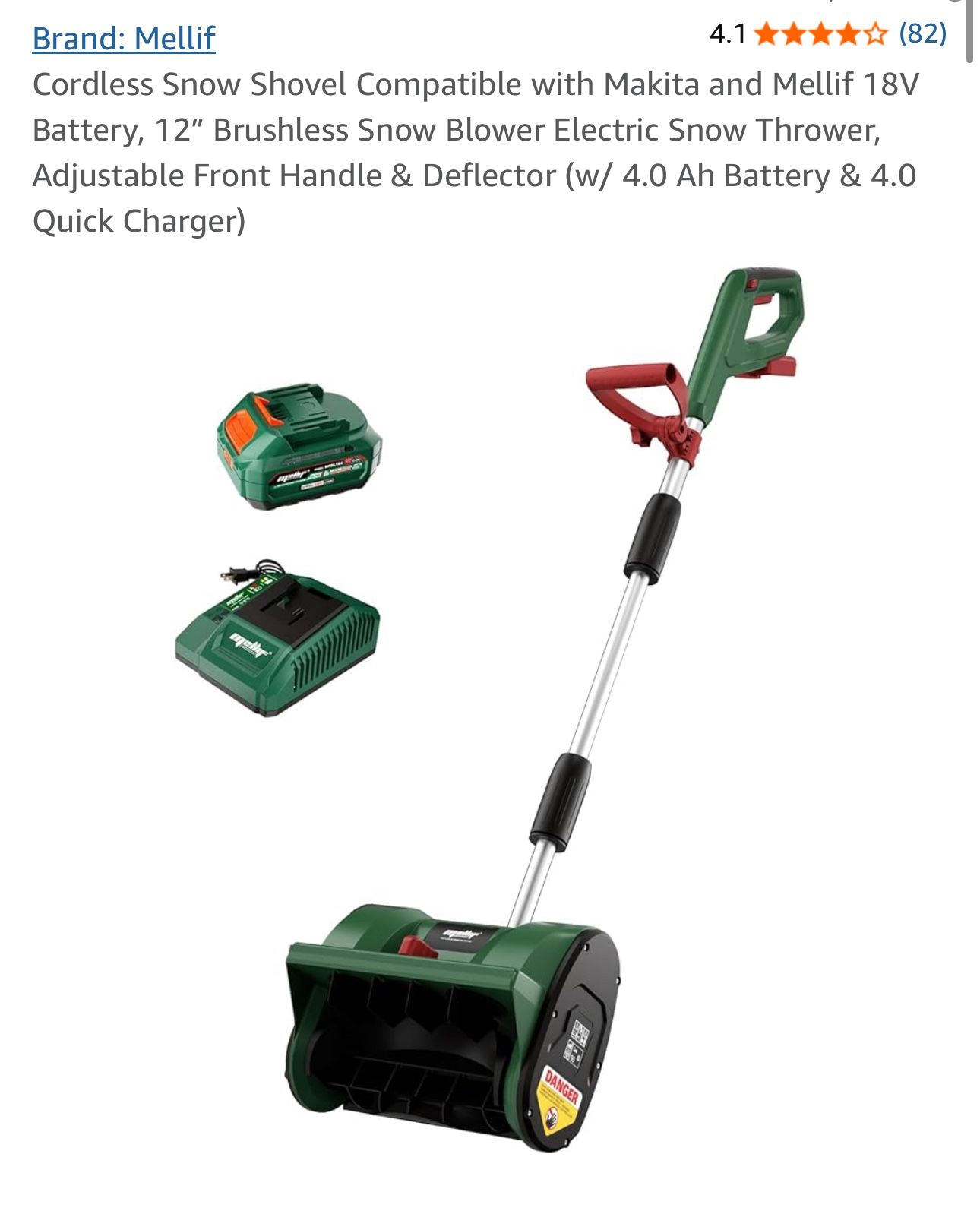 Cordless Snow Shovel Compatible with Makita and Mellif 18V Battery, 12"