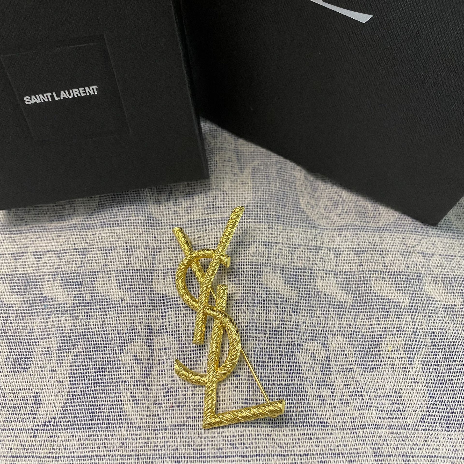 SAINT LAURENT Cassandra YSL Brooch Pin Badge