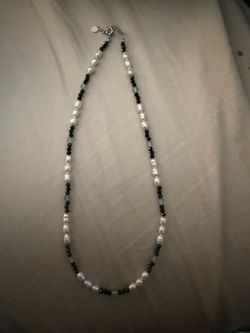Genuine freshwater Pearl black onyx peridot s925 silver